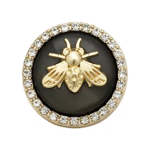 17.5/22.5mm Golden Bee Diamond Metal Dual Tone Buttons 12PCS