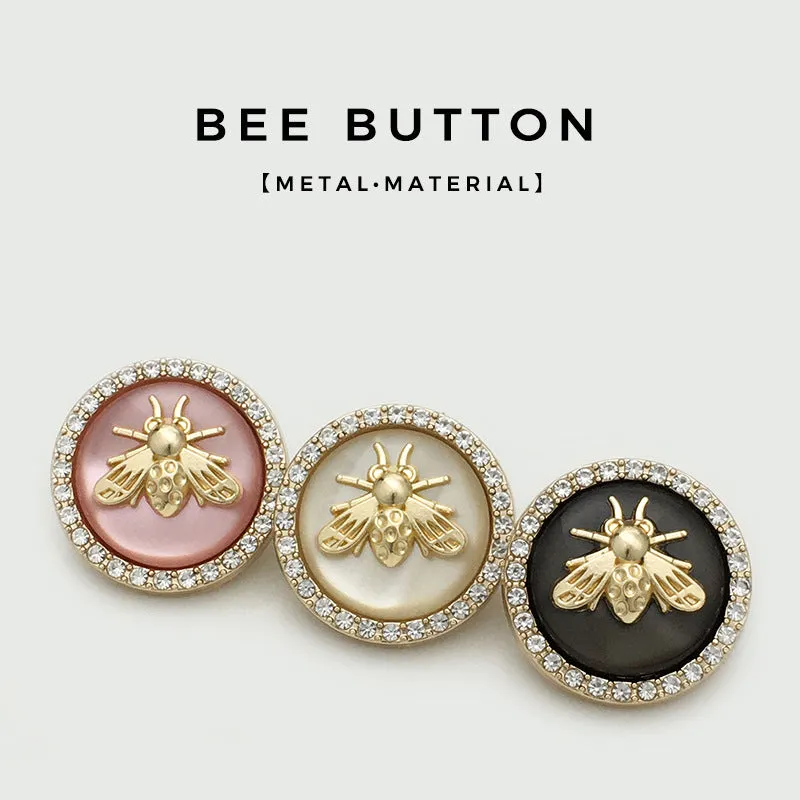 17.5/22.5mm Golden Bee Diamond Metal Dual Tone Buttons 12PCS
