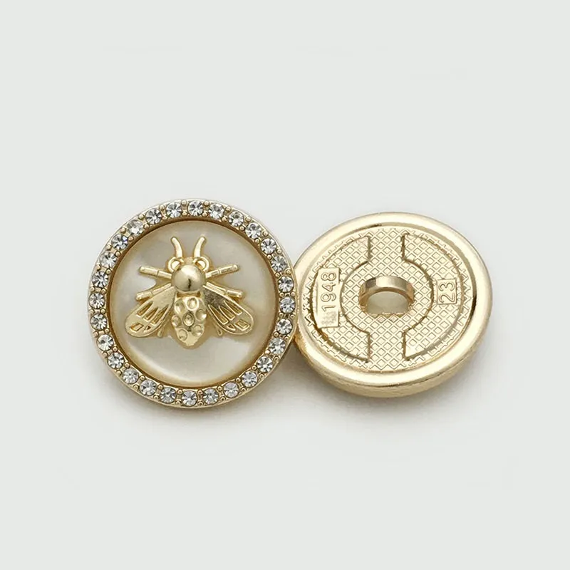 17.5/22.5mm Golden Bee Diamond Metal Dual Tone Buttons 12PCS