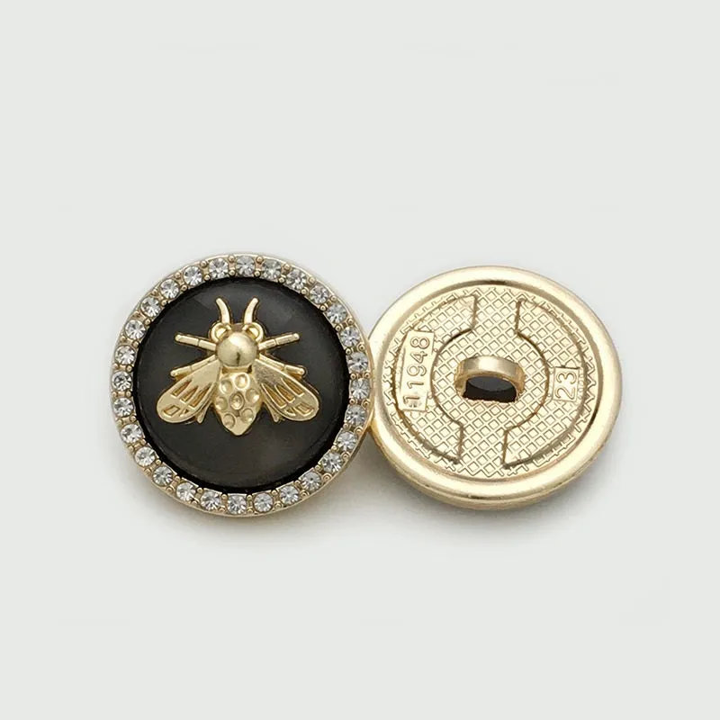17.5/22.5mm Golden Bee Diamond Metal Dual Tone Buttons 12PCS