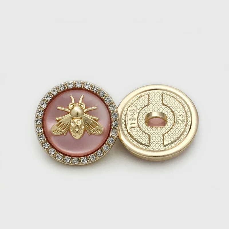 17.5/22.5mm Golden Bee Diamond Metal Dual Tone Buttons 12PCS