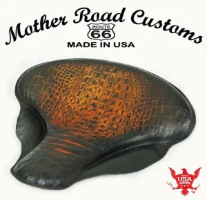 17x16" Spring Solo Tractor Seat Harley Touring Indian Chief Ant Brown Alligator