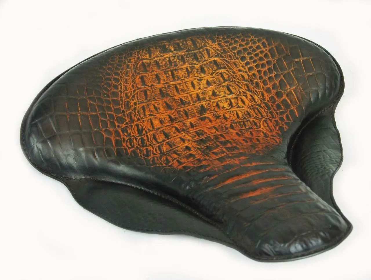 17x16" Spring Solo Tractor Seat Harley Touring Indian Chief Ant Brown Alligator
