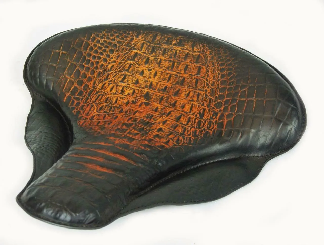 17x16" Spring Solo Tractor Seat Harley Touring Indian Chief Ant Brown Alligator