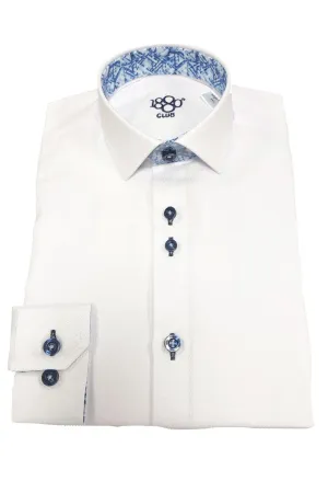 1880 CLUB Boys Toulon Contrast Shirt - White
