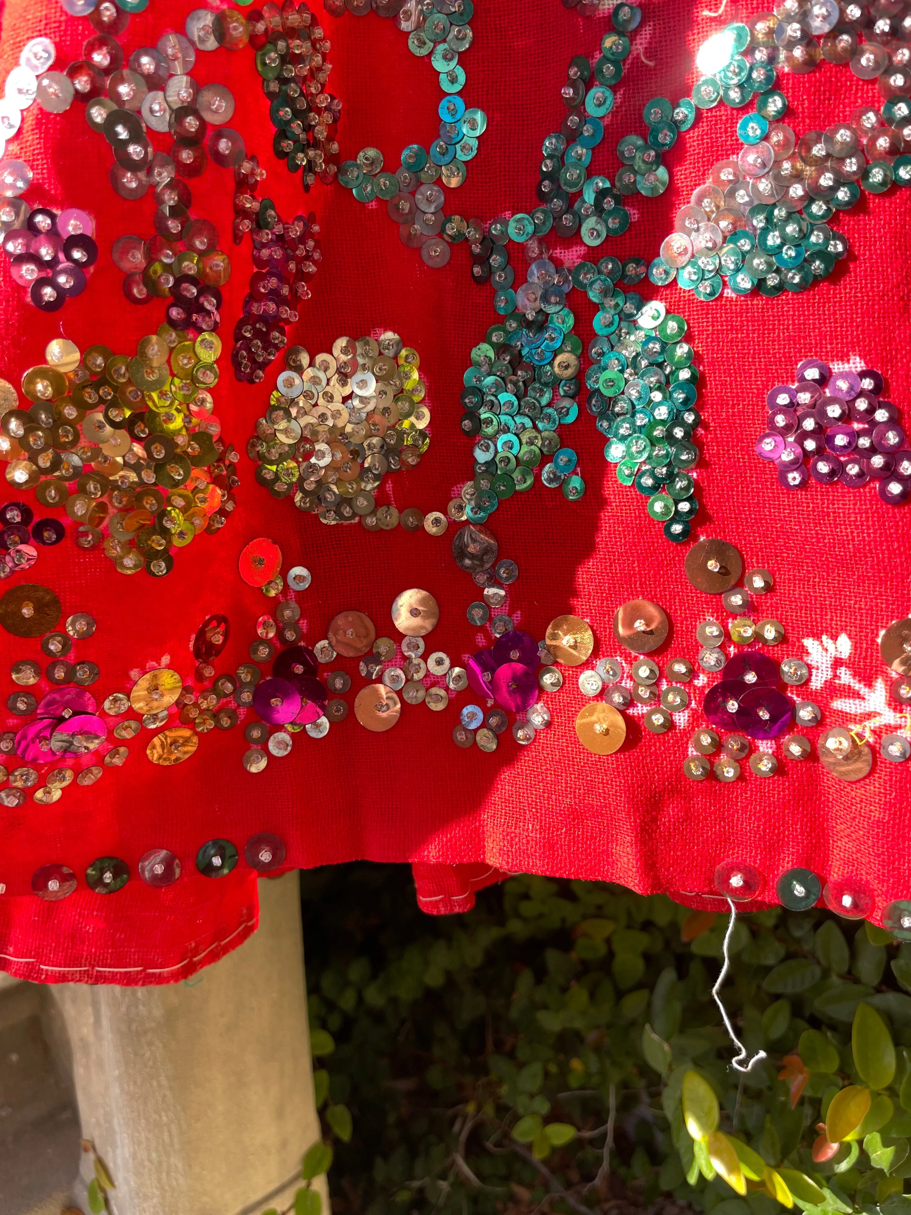 1930s Hand Made Floral Embellished Densely Sequined Skirt