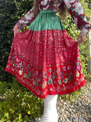 1930s Hand Made Floral Embellished Densely Sequined Skirt