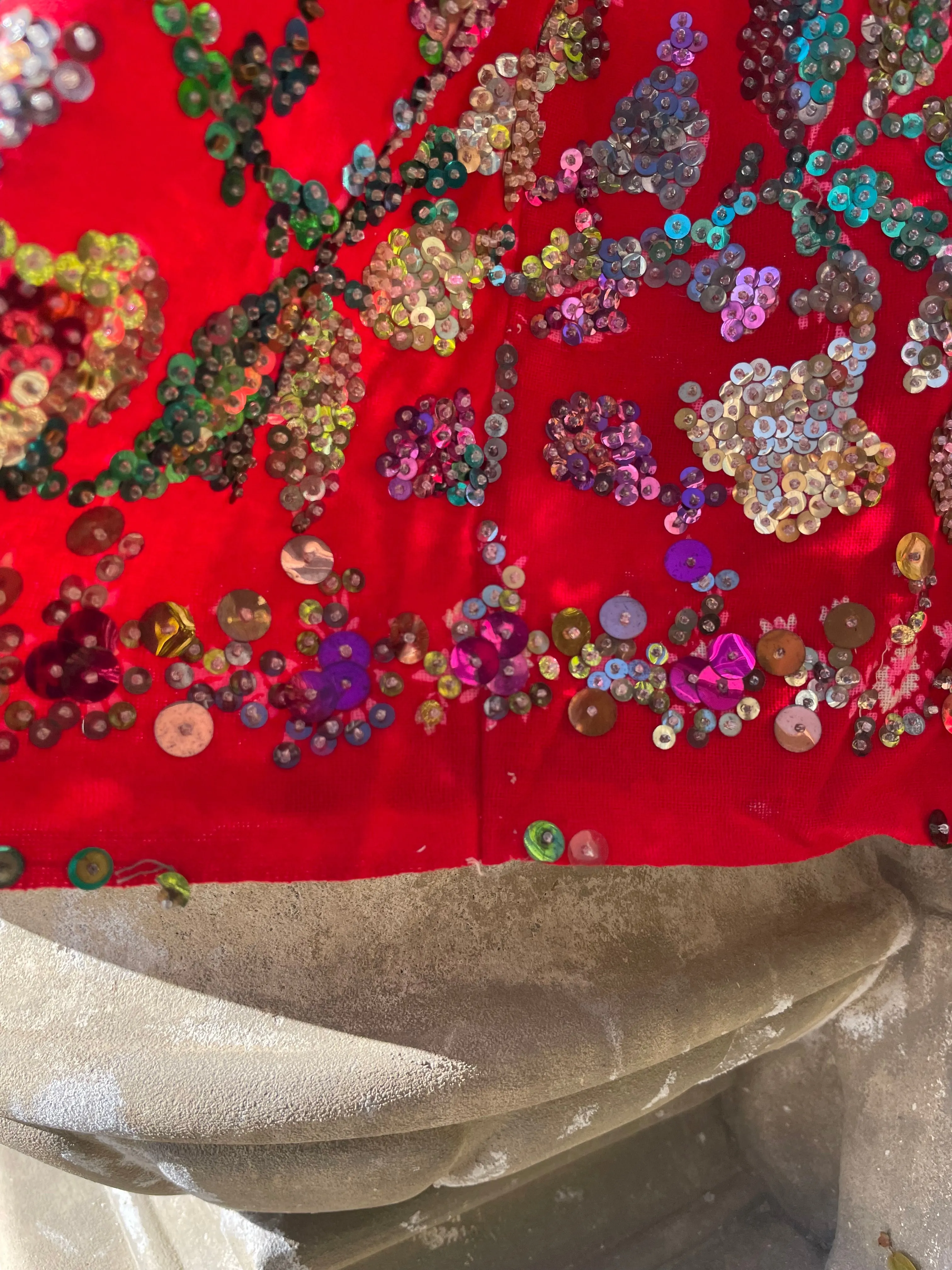 1930s Hand Made Floral Embellished Densely Sequined Skirt