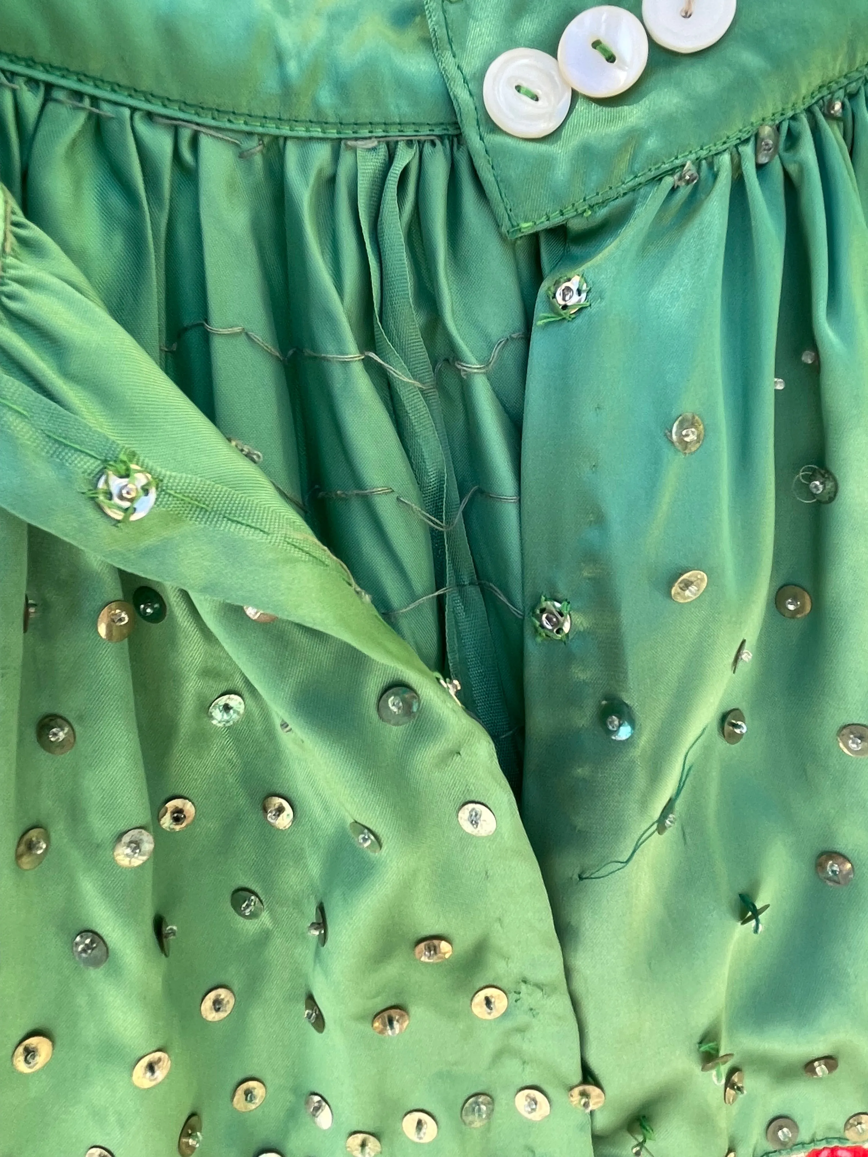 1930s Hand Made Floral Embellished Densely Sequined Skirt
