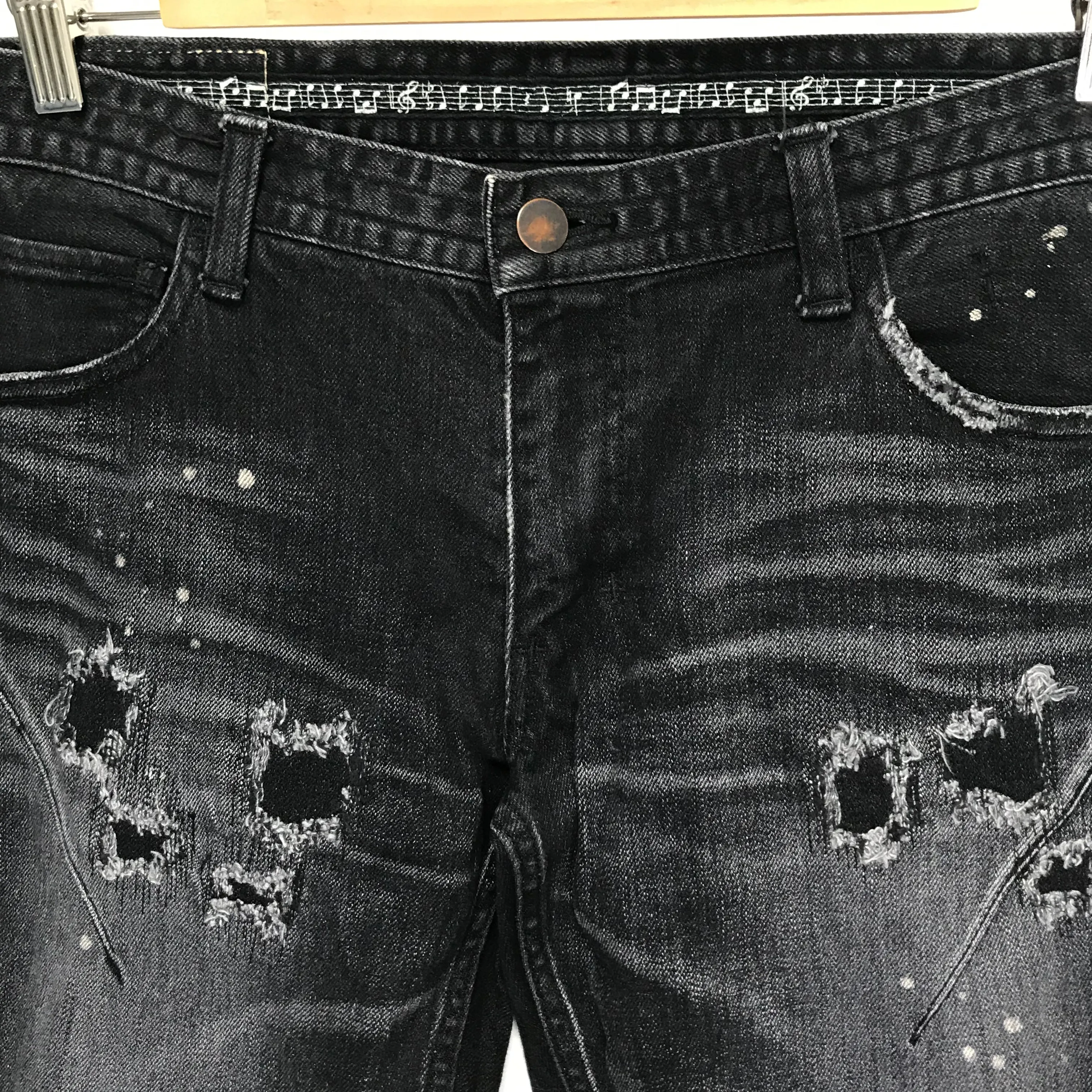 [3] Number Nine Distressed Skinny Denim Jeans Black
