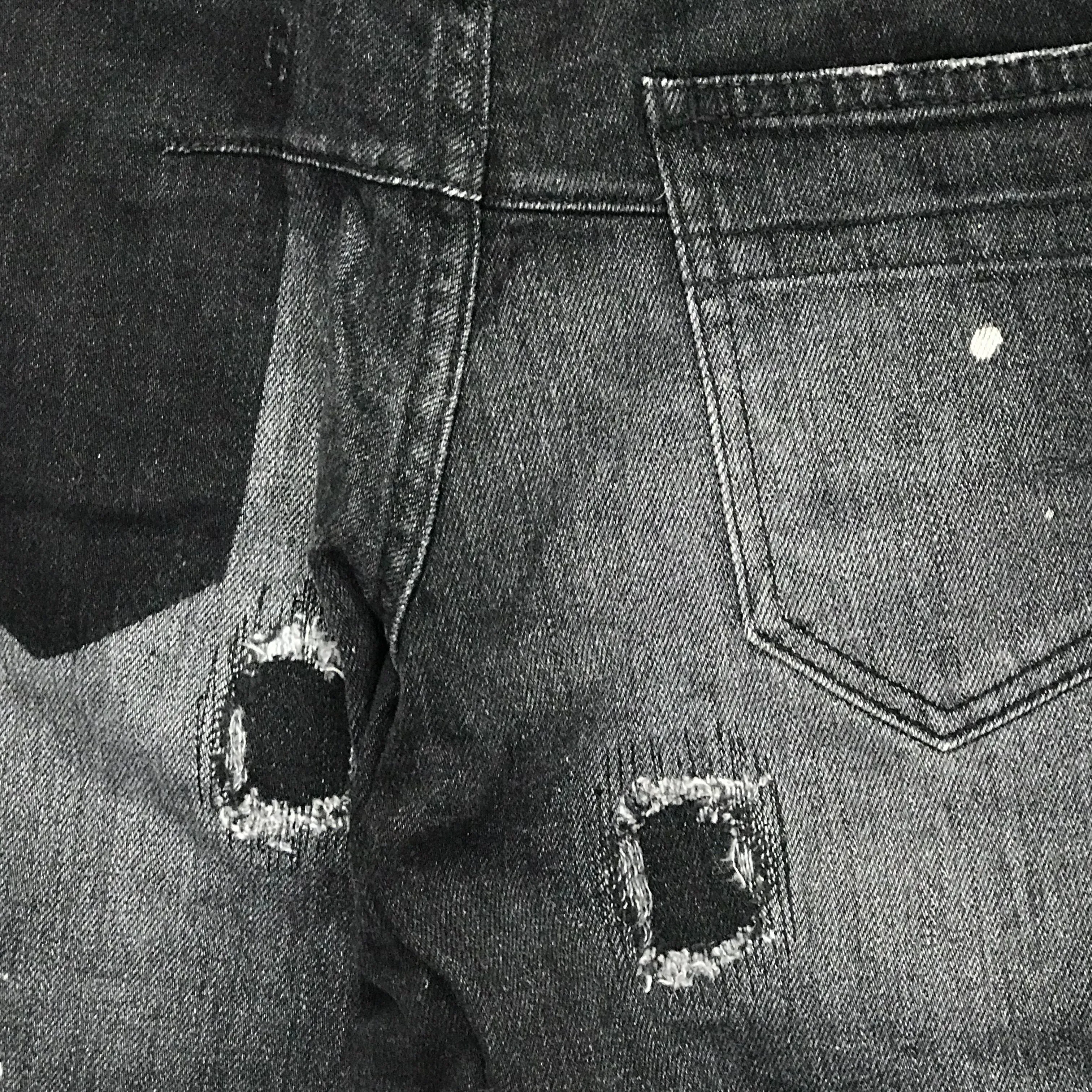 [3] Number Nine Distressed Skinny Denim Jeans Black