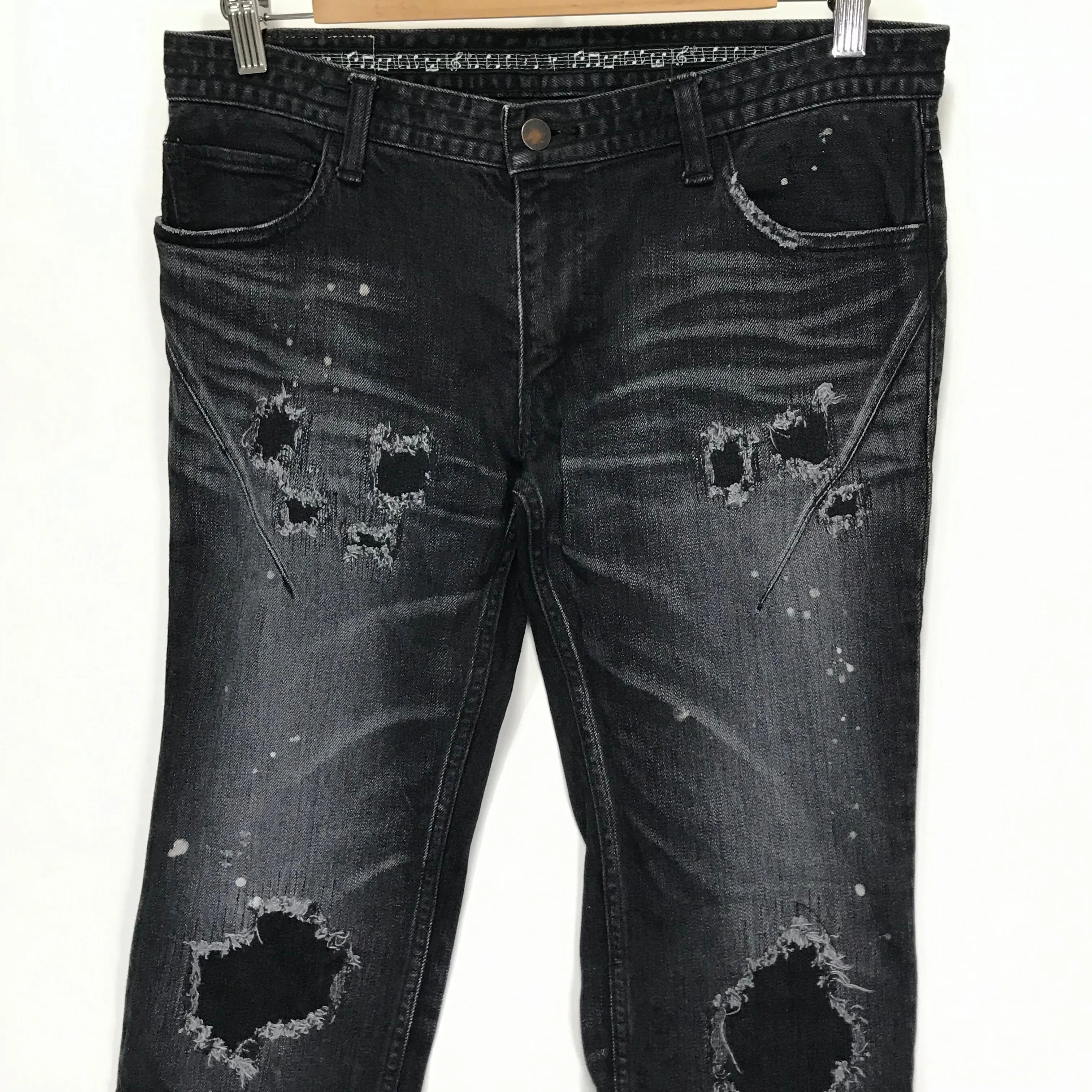 [3] Number Nine Distressed Skinny Denim Jeans Black
