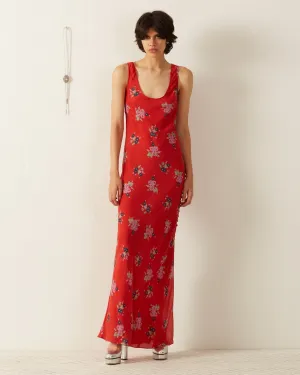 Adele Carmine Bouquet Dress
