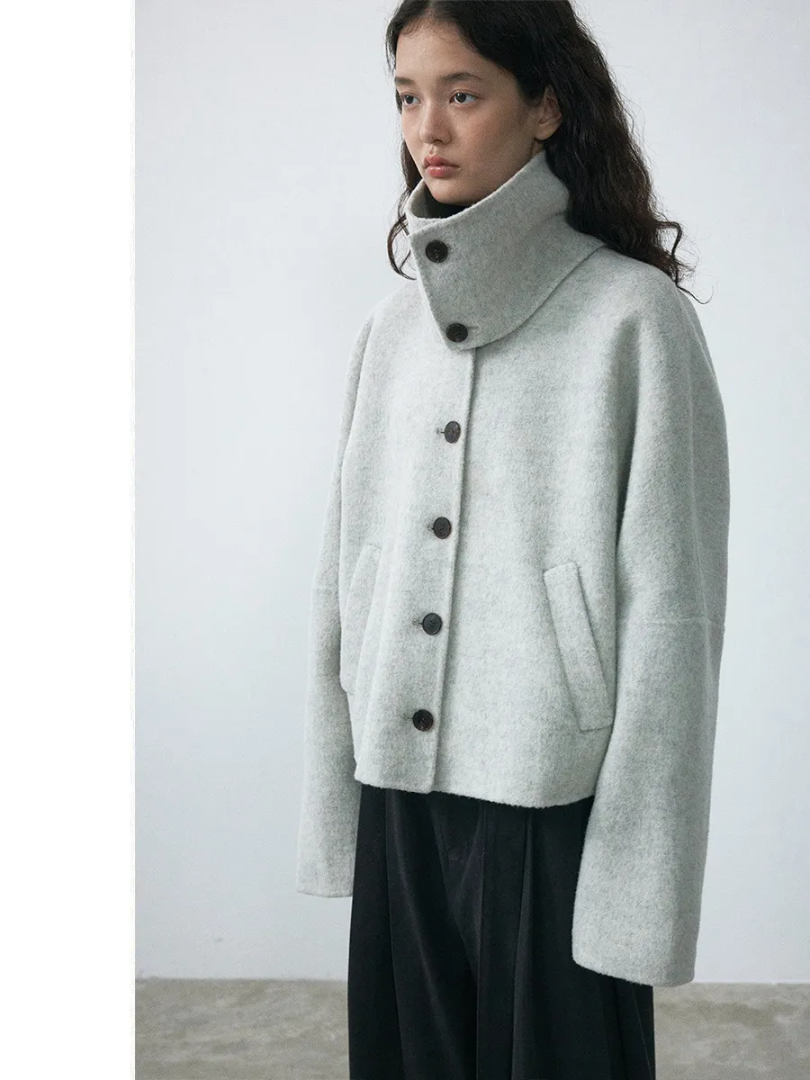 Alpaca Wool Button-up Jacket