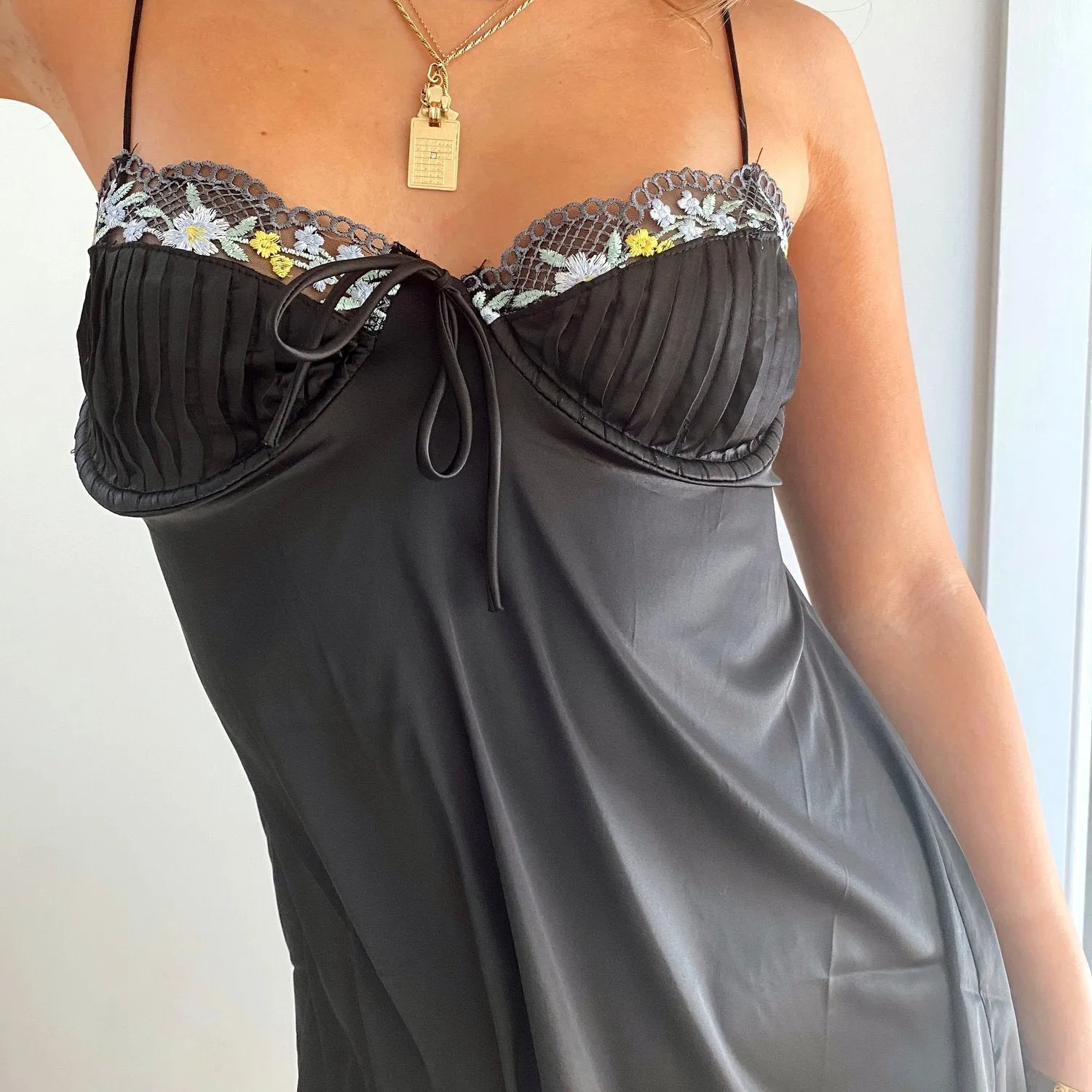 Angelina Black Slip Mini Dress