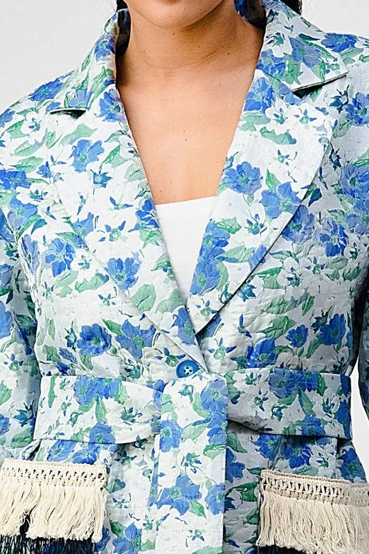 Athina Floral Print Tassle Trench Coat