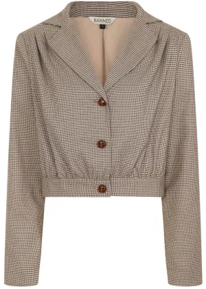 Banned Robin Houndstooth 40's Jacket Brown