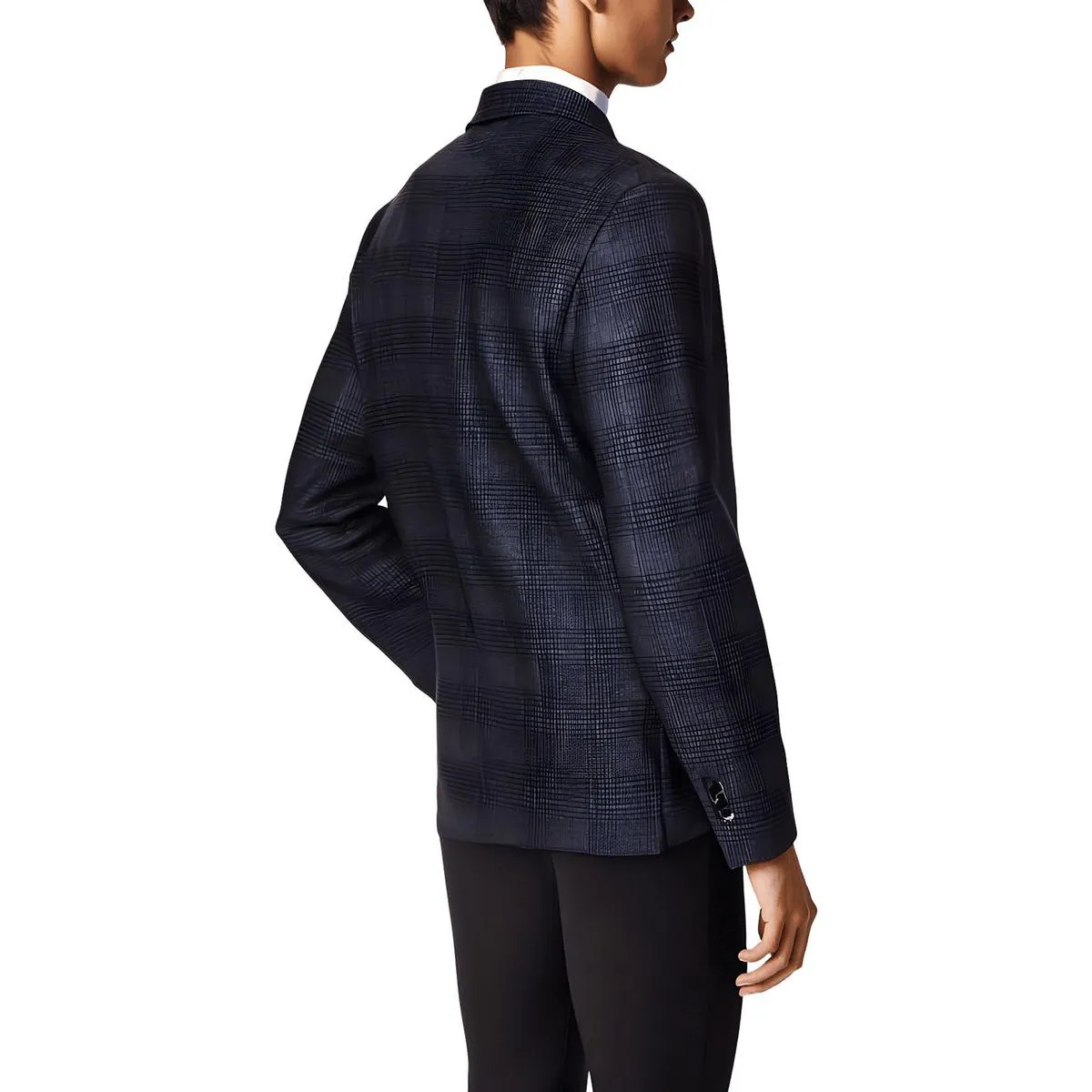 Bar III Mens Plaid Knit Two-Button Blazer