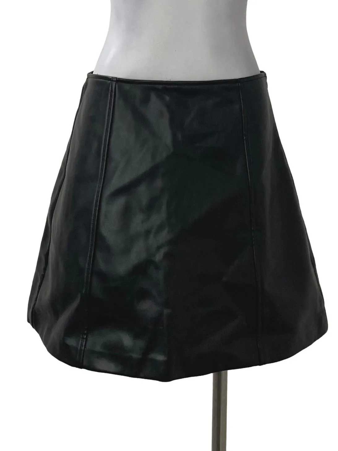 Black Leather Panel Skirt