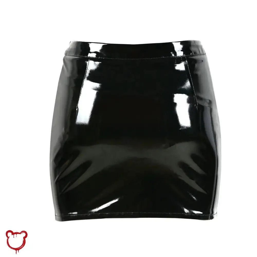 Black PVC Leather Skirt