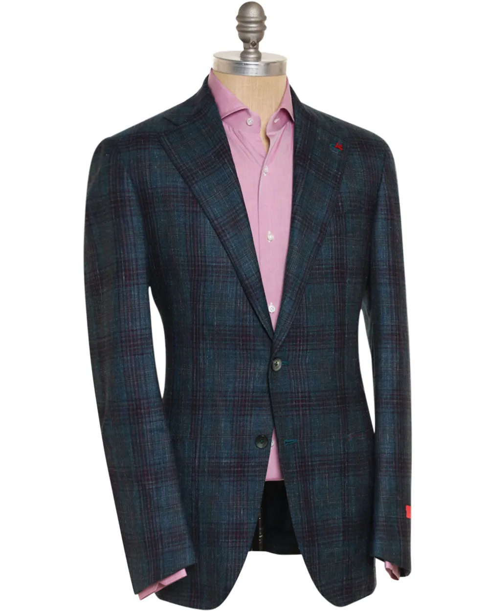 Blue and Plum Wool Blend Plaid Marechiaro Sportcoat