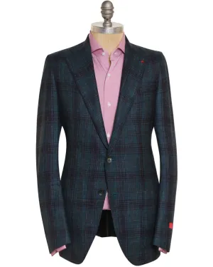 Blue and Plum Wool Blend Plaid Marechiaro Sportcoat