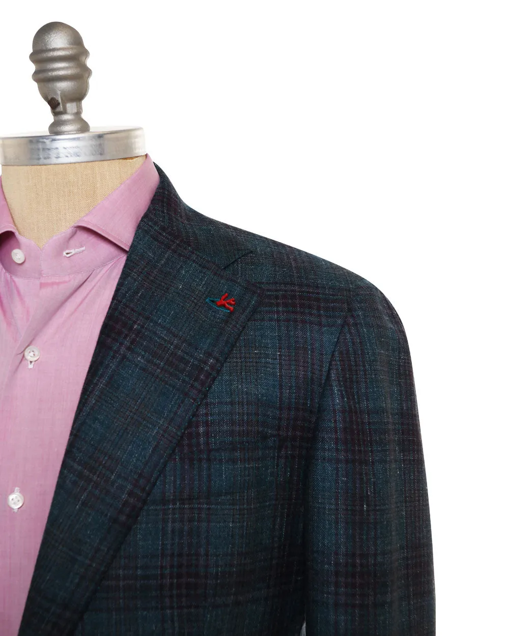 Blue and Plum Wool Blend Plaid Marechiaro Sportcoat