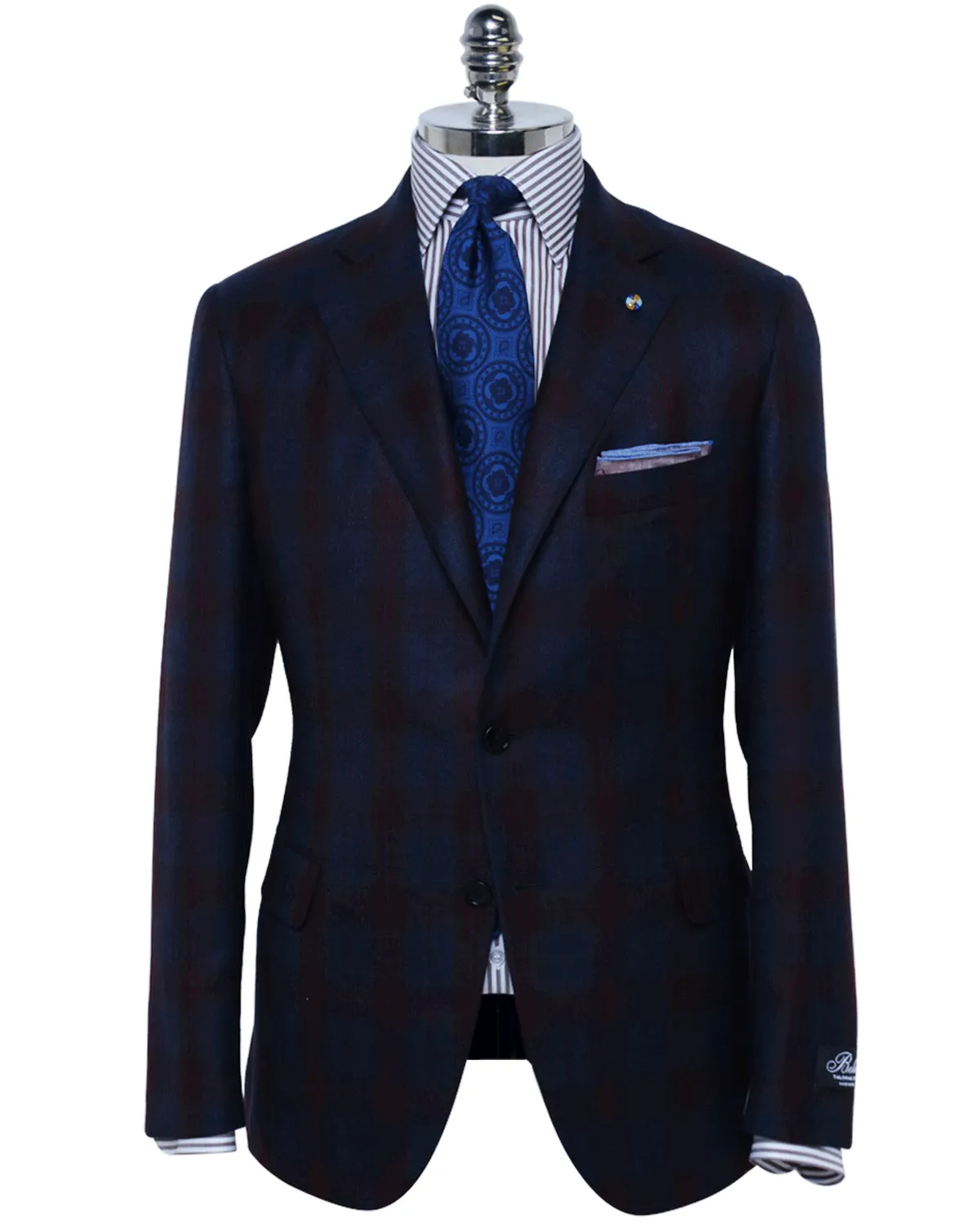 Blue and Red Windowpane Plaid Cashmere Blend Sportcoat