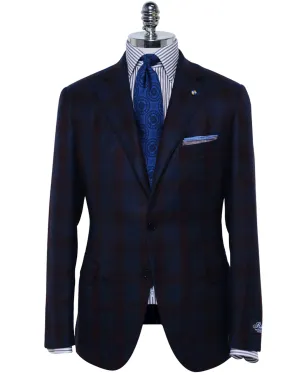 Blue and Red Windowpane Plaid Cashmere Blend Sportcoat