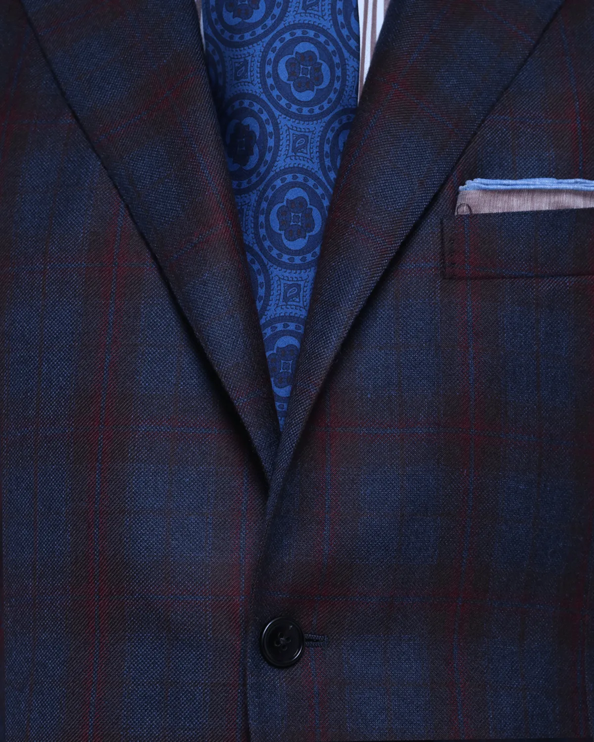 Blue and Red Windowpane Plaid Cashmere Blend Sportcoat