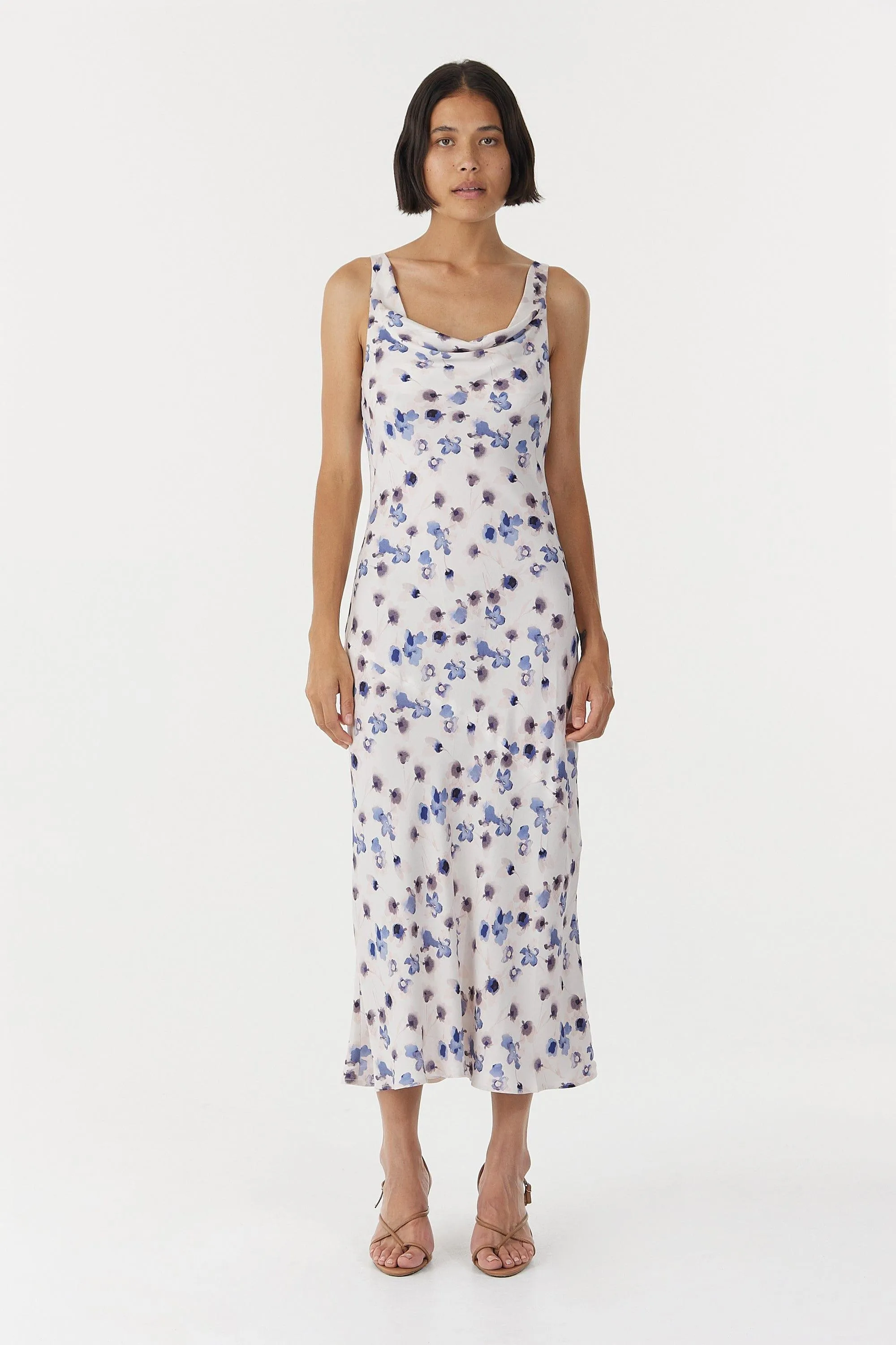 BLUE BELL COWL SLIP DRESS | FLORAL