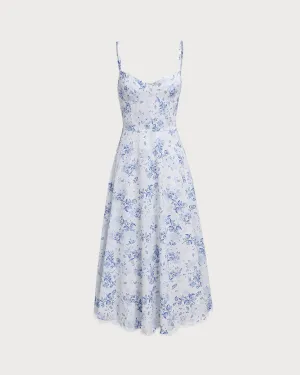 Blue Sweetheart Neck Slip Maxi Dress