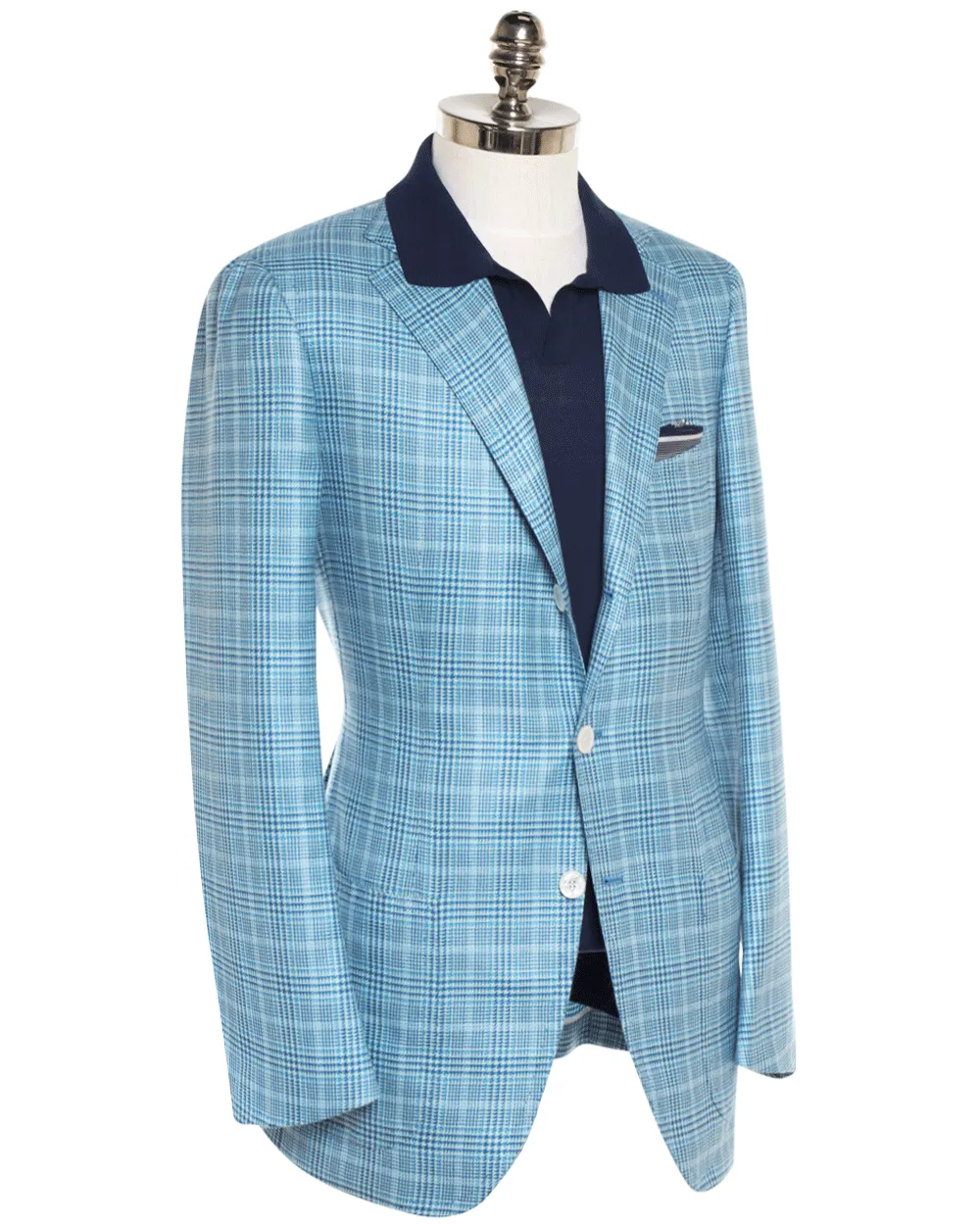 Blue Tonal Cashmere Blend Plaid Sportcoat