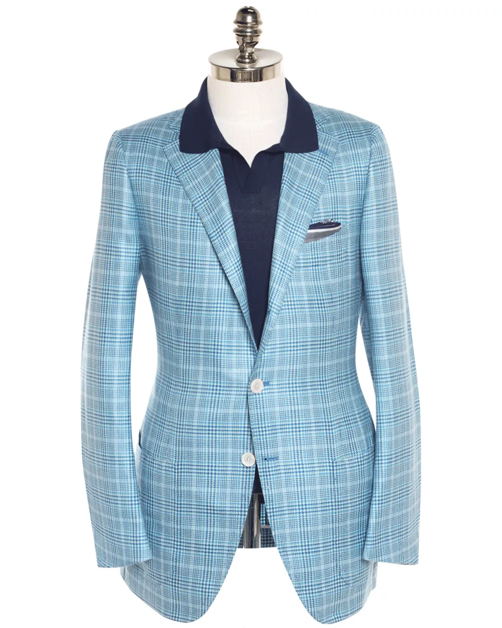 Blue Tonal Cashmere Blend Plaid Sportcoat