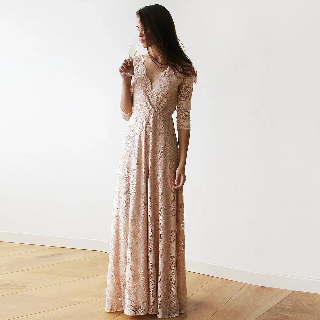 Blush lace dress #1124