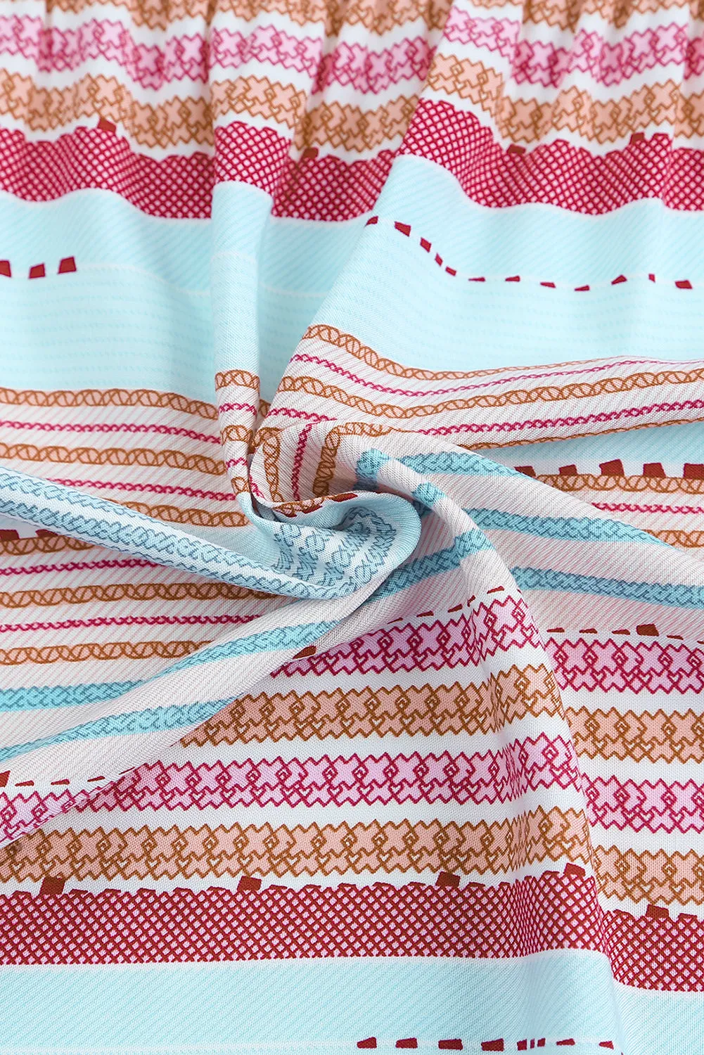 Boho Printed Tiered Bell Sleeve Babydoll Dress