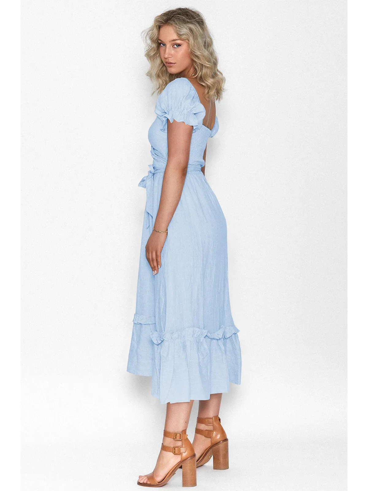 Boho Tie-Waist Homecoming Dress