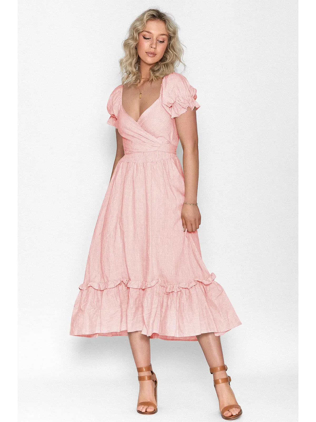 Boho Tie-Waist Homecoming Dress