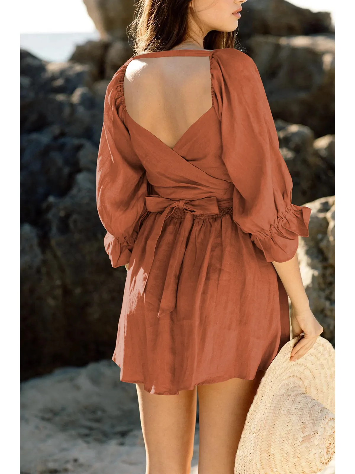 Boho Tie-Waist Homecoming Dress