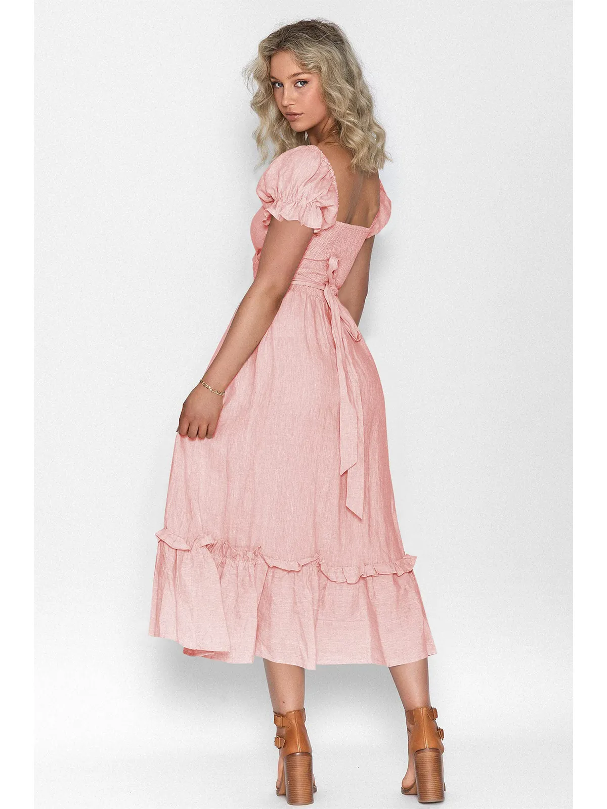 Boho Tie-Waist Homecoming Dress