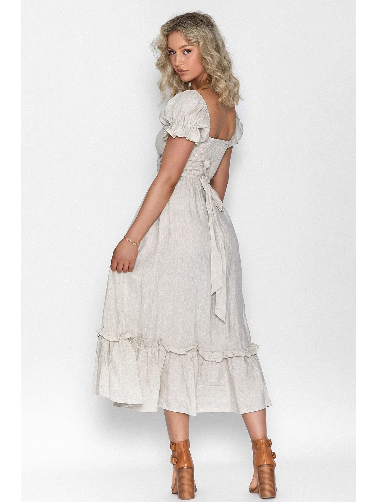 Boho Tie-Waist Homecoming Dress