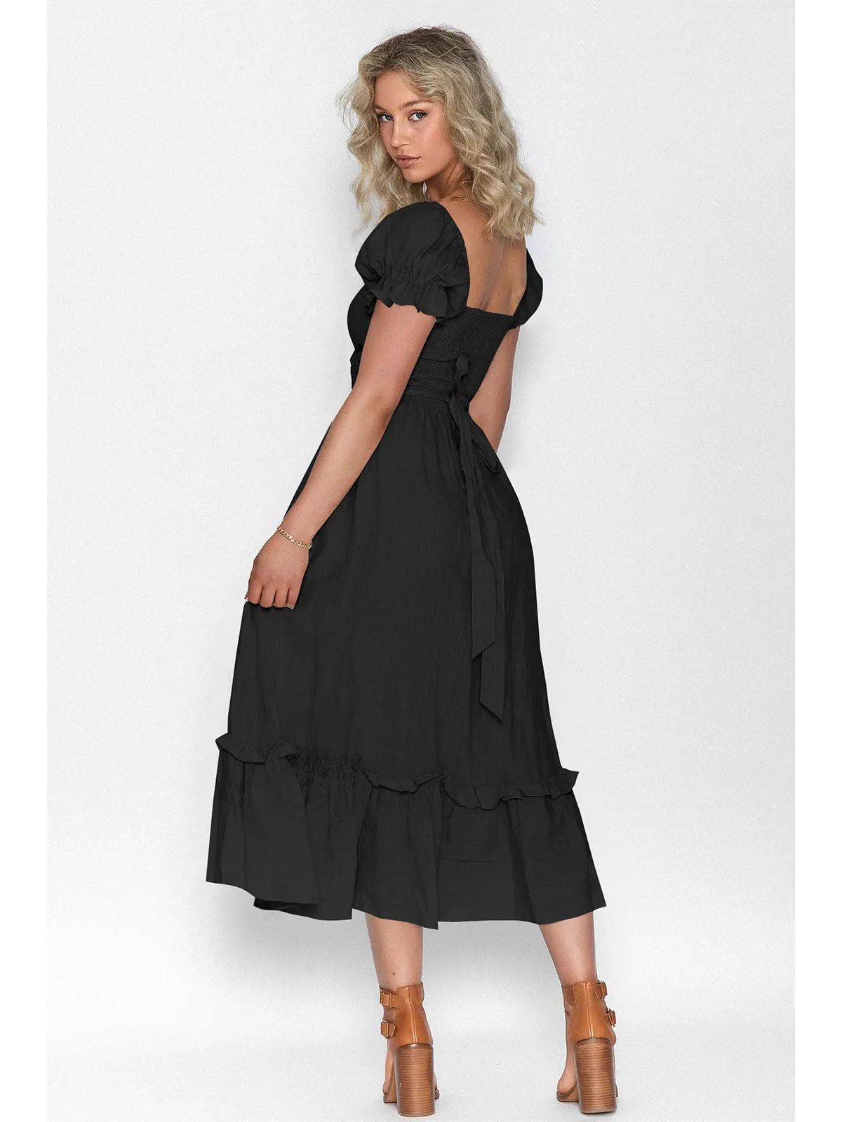 Boho Tie-Waist Homecoming Dress