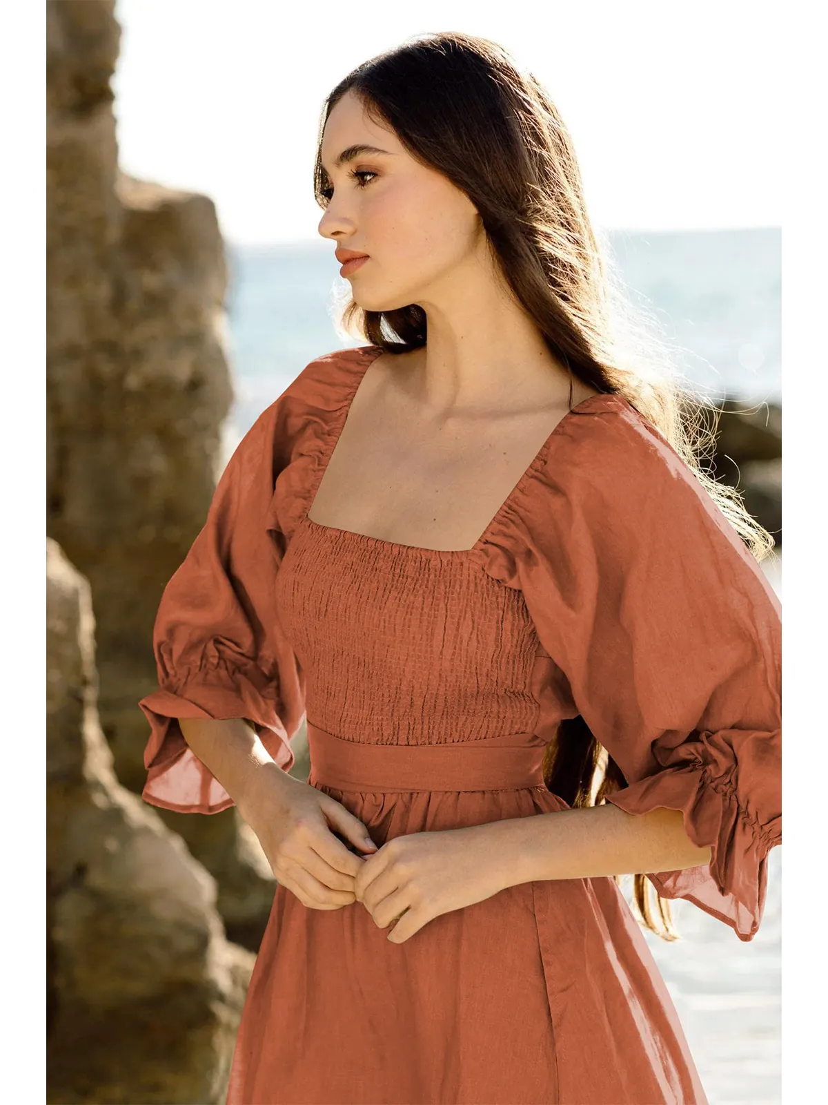 Boho Tie-Waist Homecoming Dress