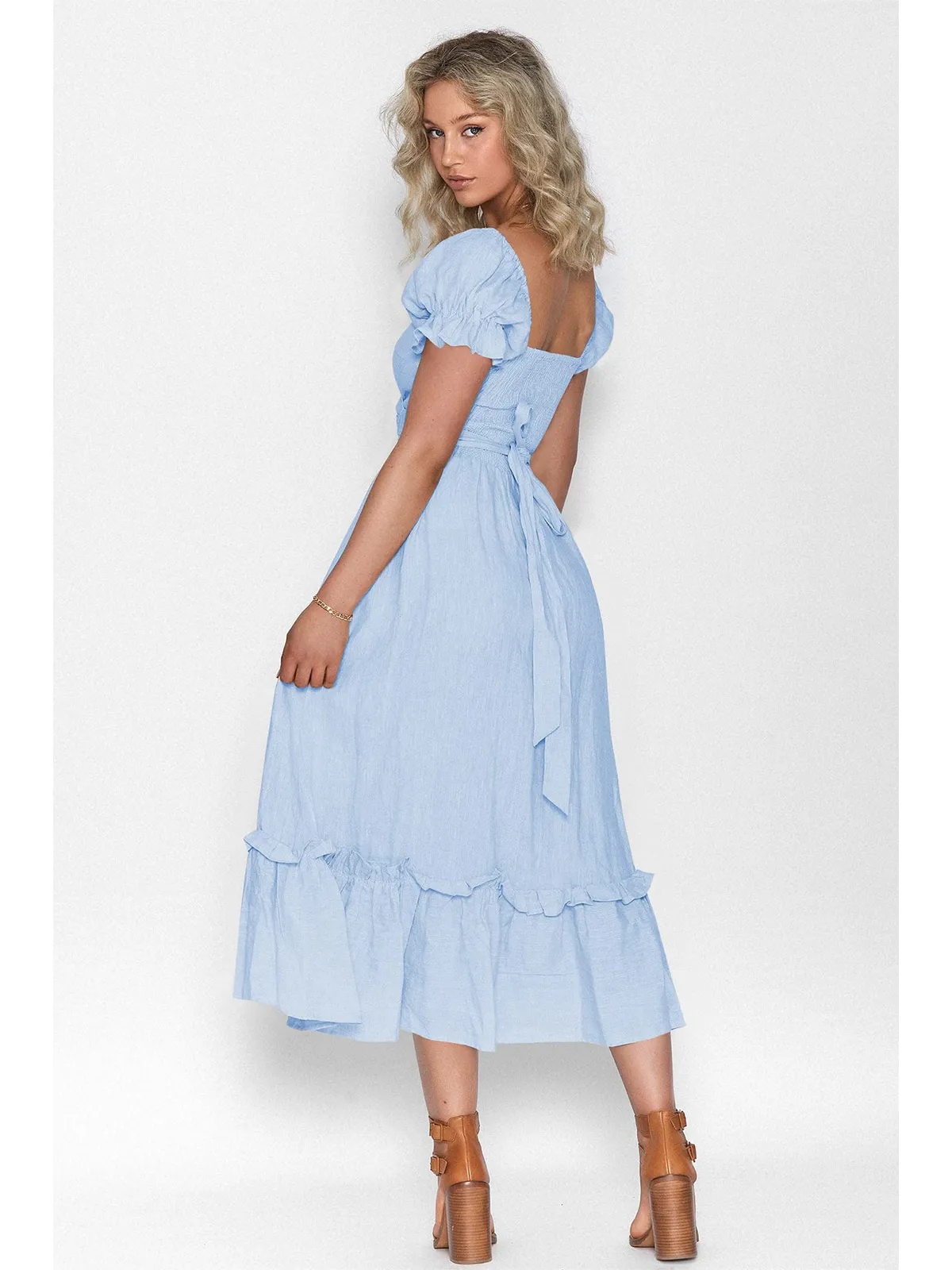 Boho Tie-Waist Homecoming Dress