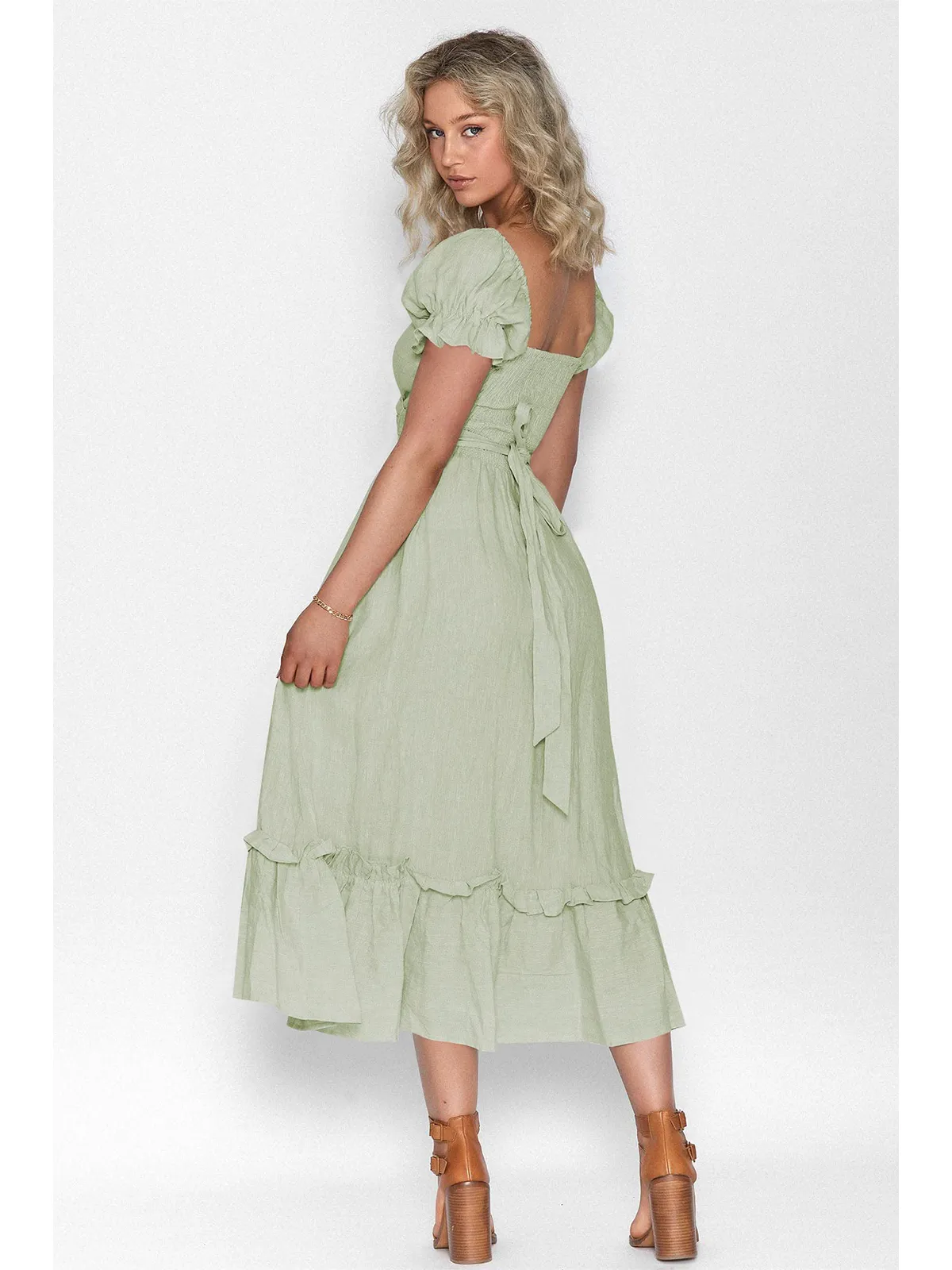 Boho Tie-Waist Homecoming Dress