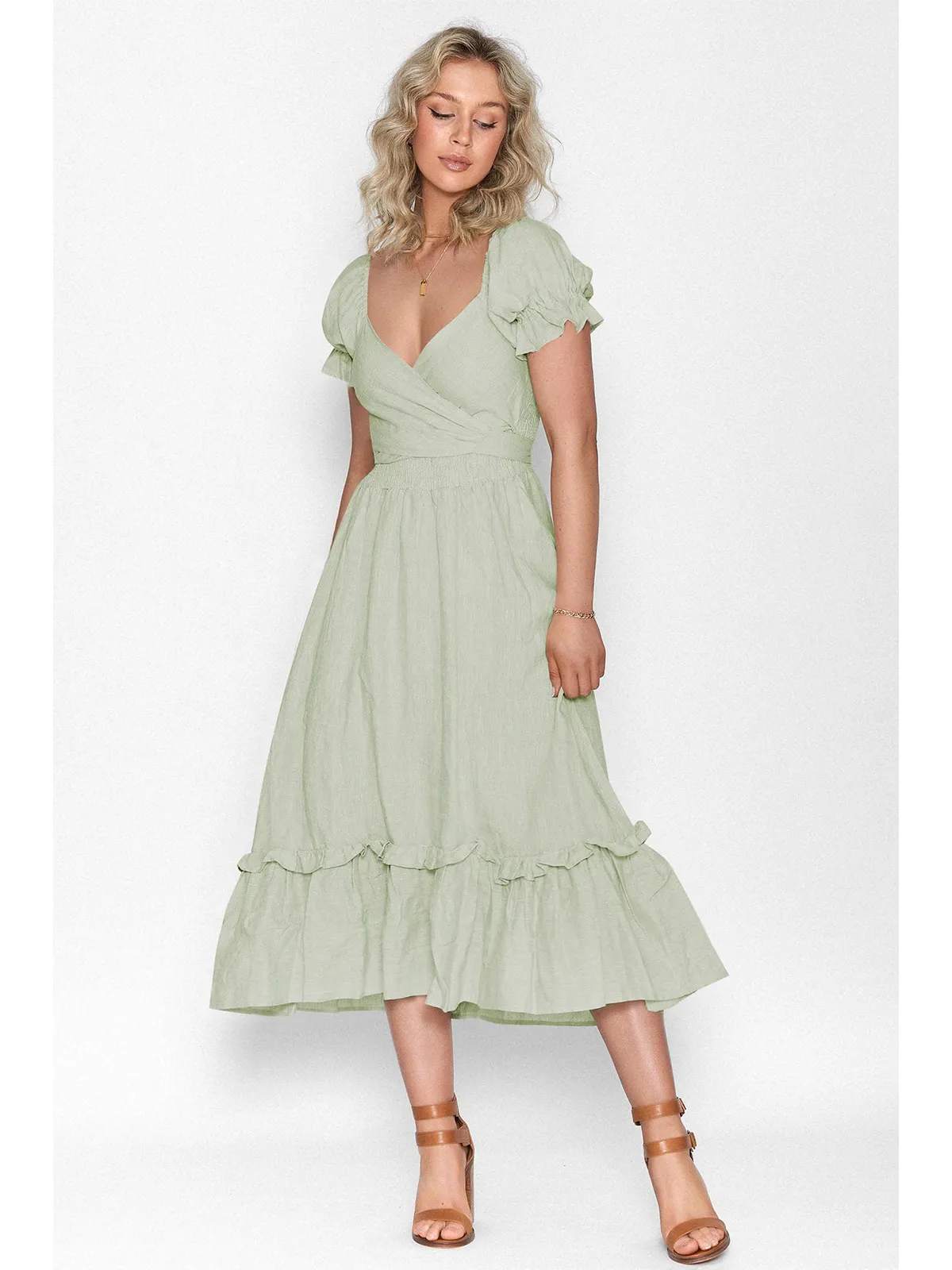 Boho Tie-Waist Homecoming Dress