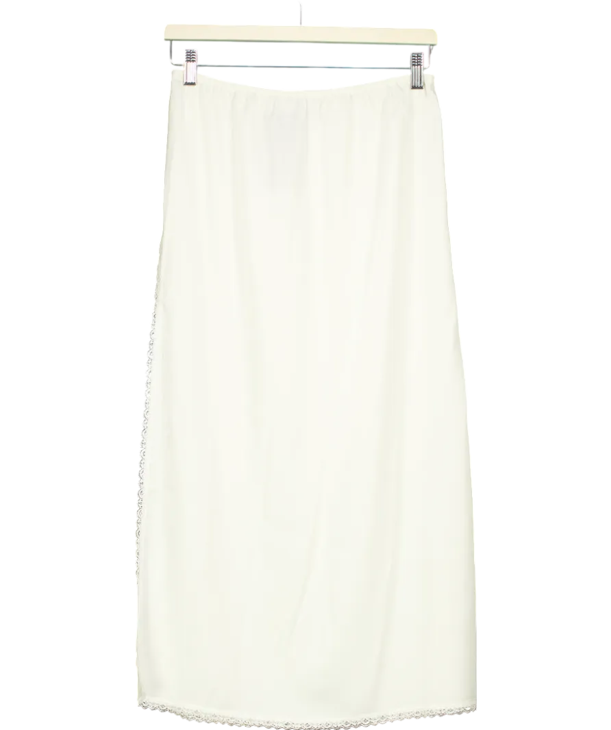 Brandy Melville Cream Satin Lace Trimmed Skirt UK M/L