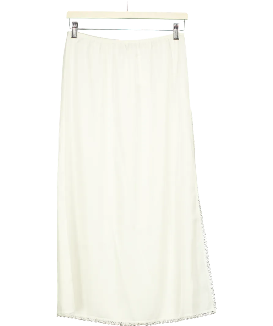 Brandy Melville Cream Satin Lace Trimmed Skirt UK M/L