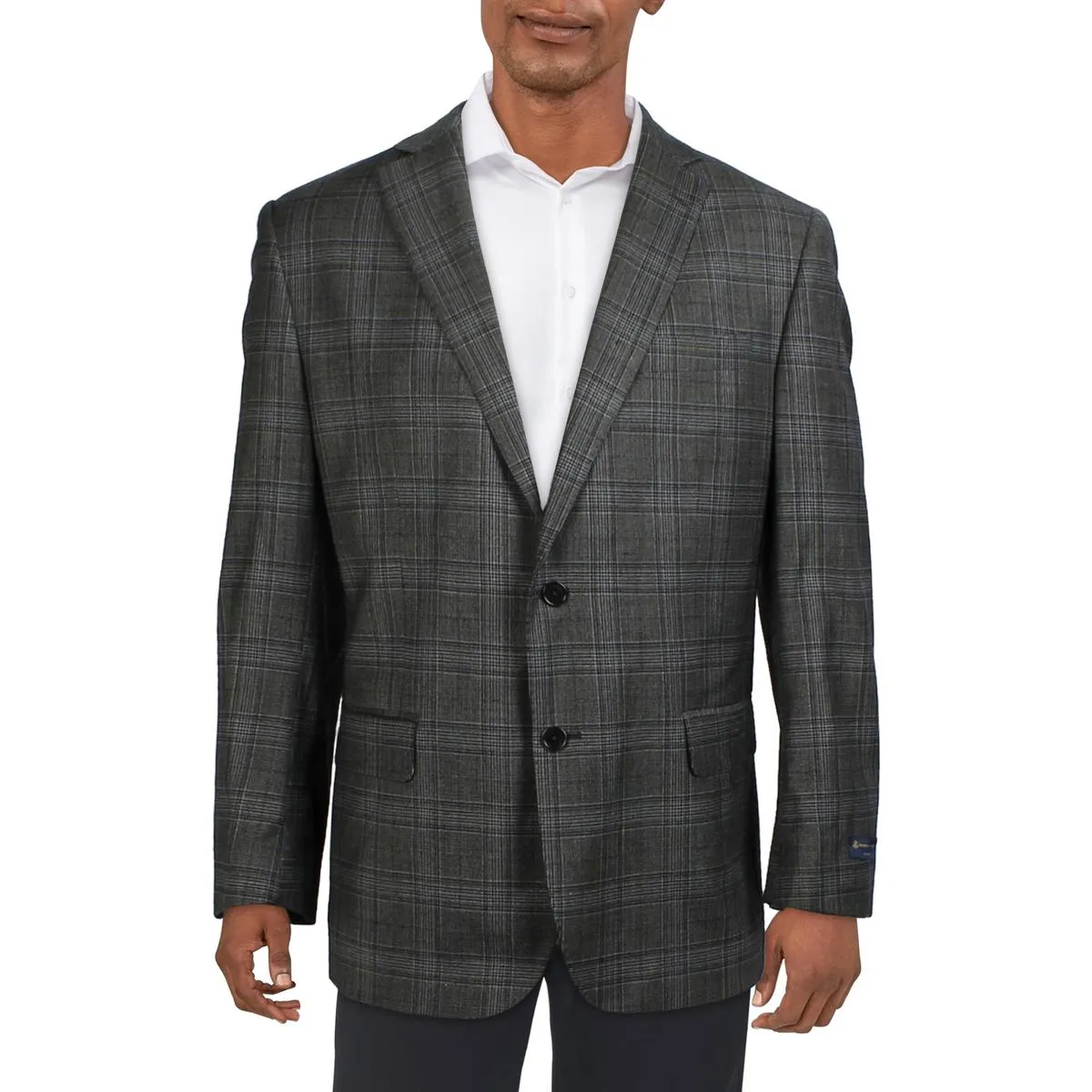 Brooks Brothers Mens Plaid Wool Two-Button Blazer