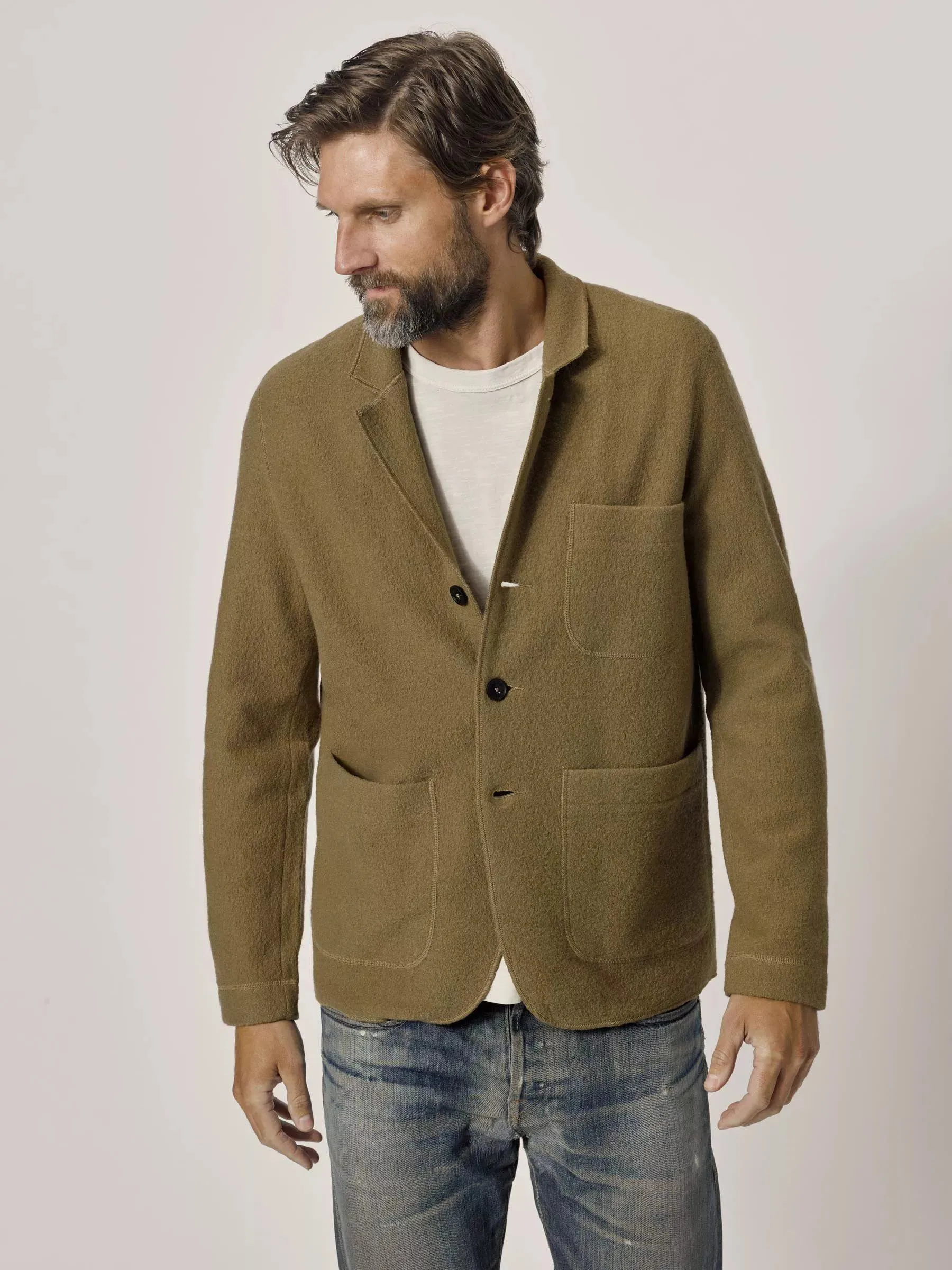 BUCK MASON FELTED CHORE COAT IN CAMEL